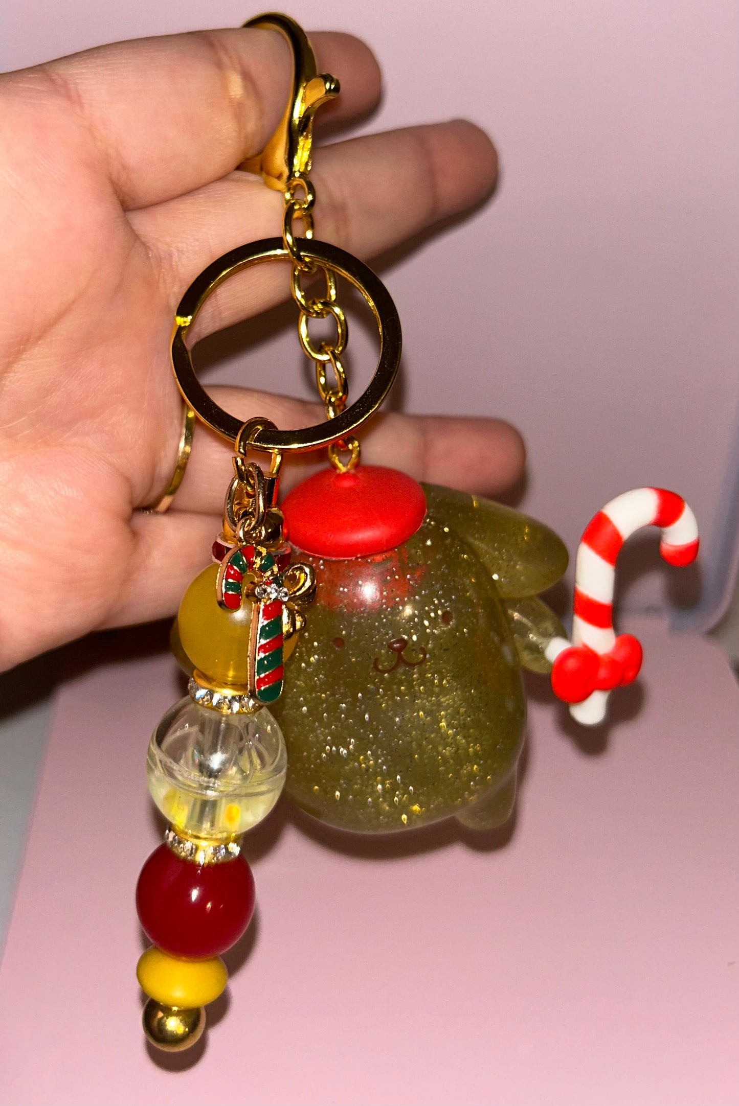 Glitter Pom pom keychain