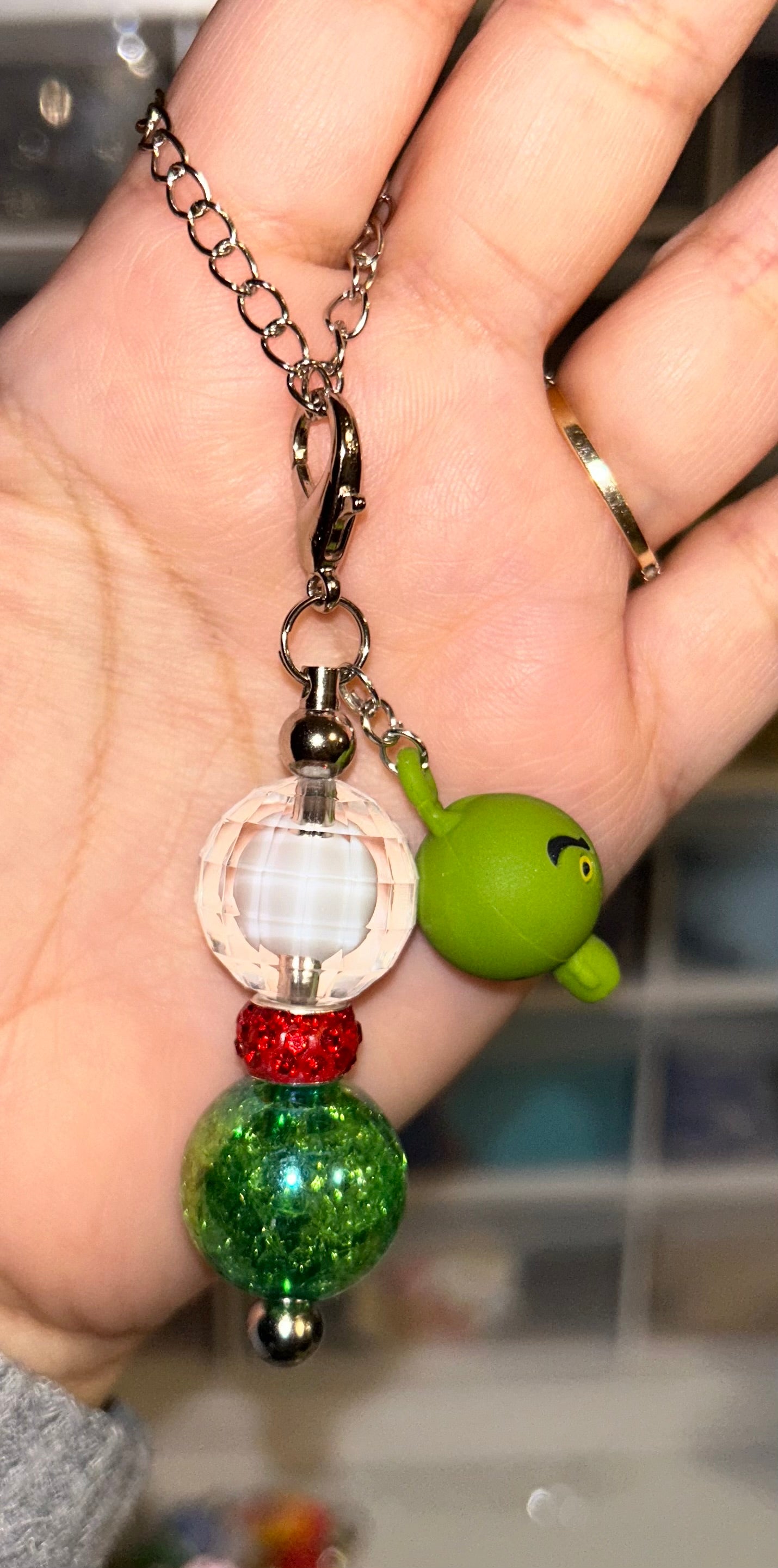 Grinch cup charm