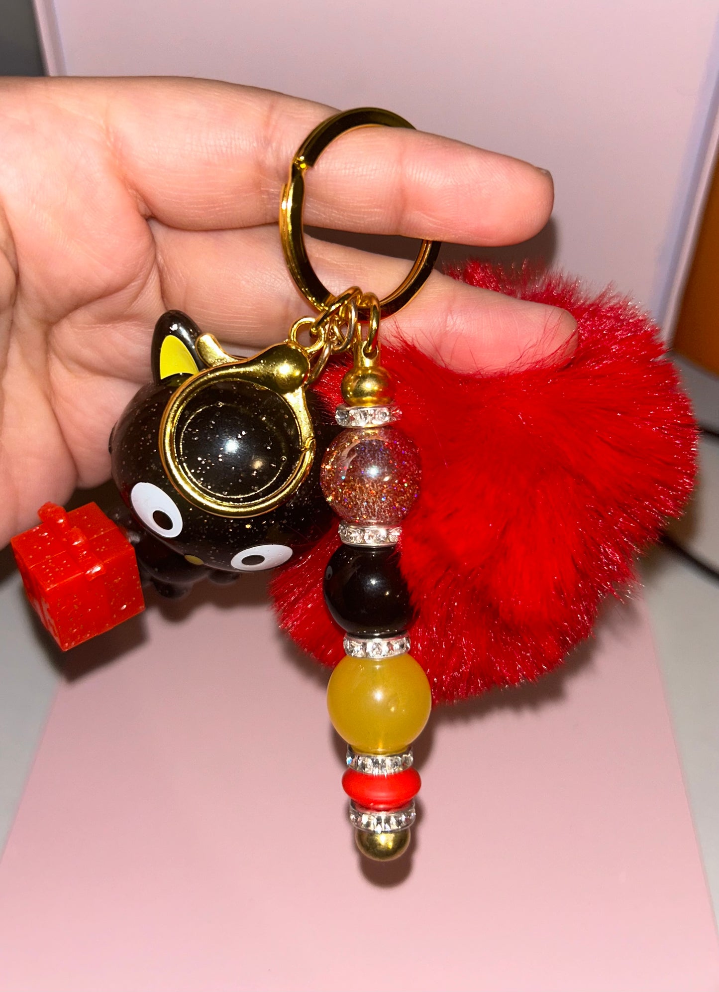 Glitter Choco cat keychain