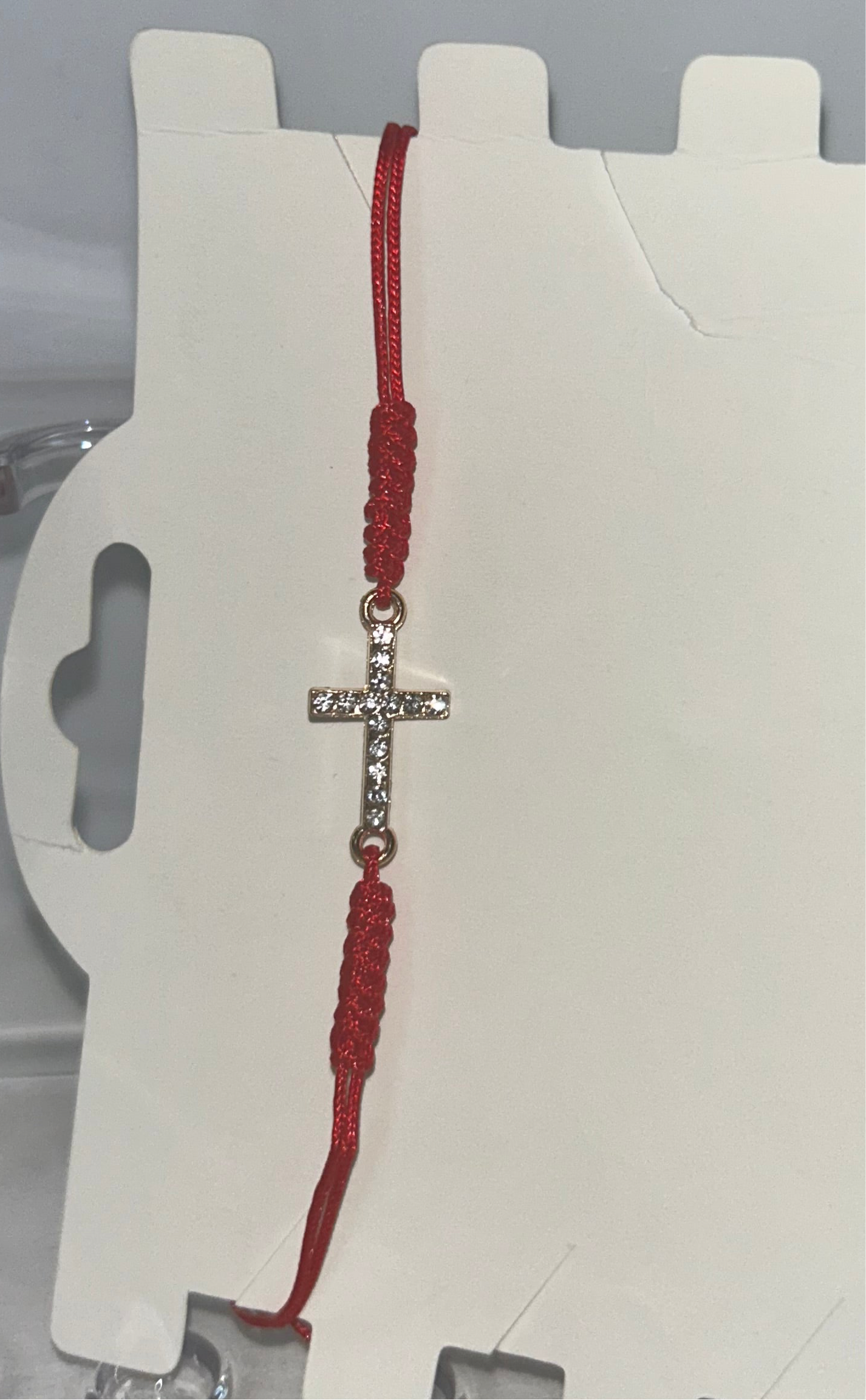Red rhinestone cross bracelet