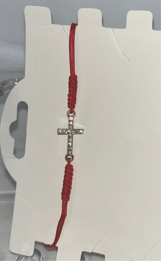 Red rhinestone cross bracelet