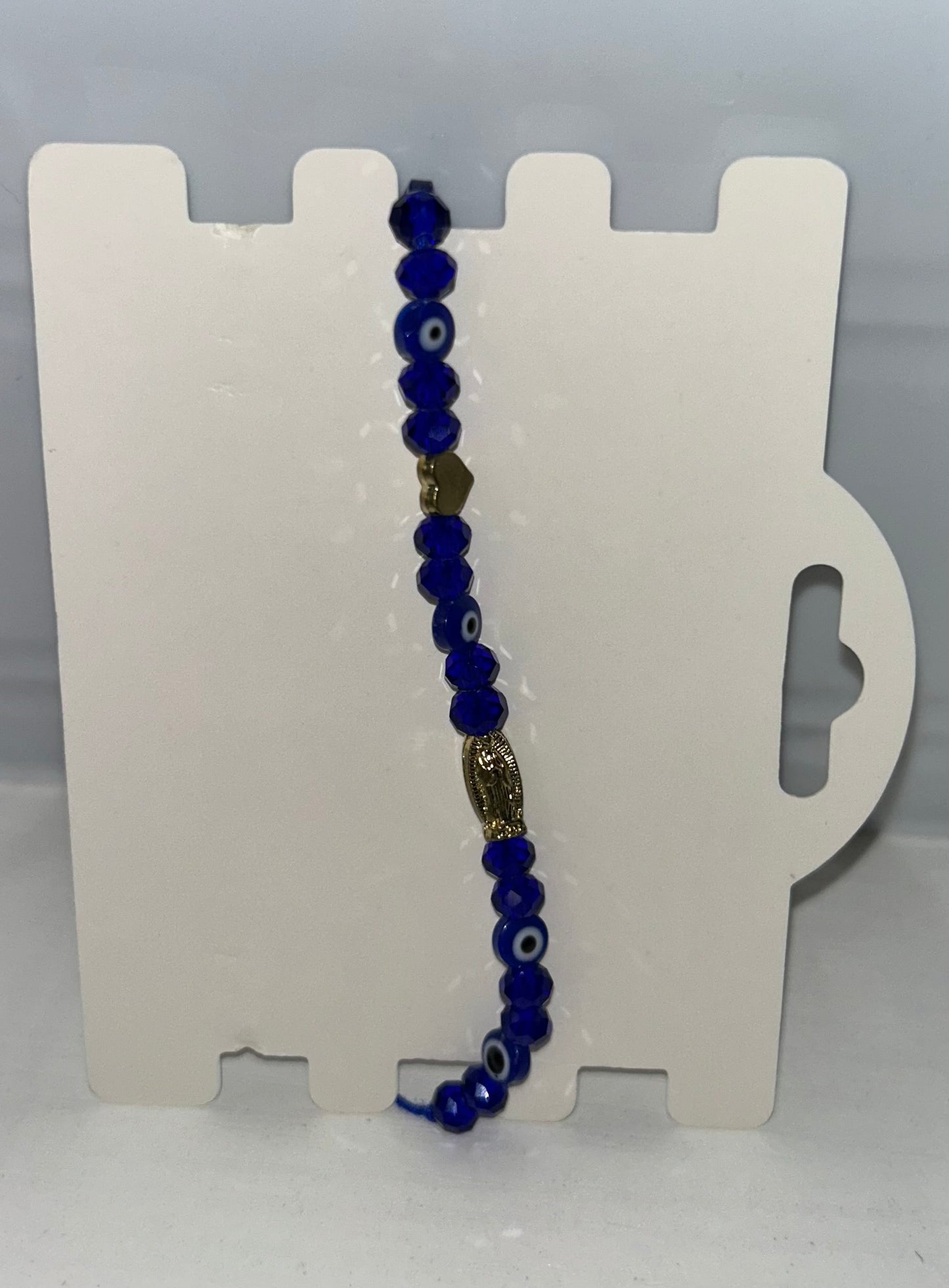 Blue beaded  Virgencita bracelet