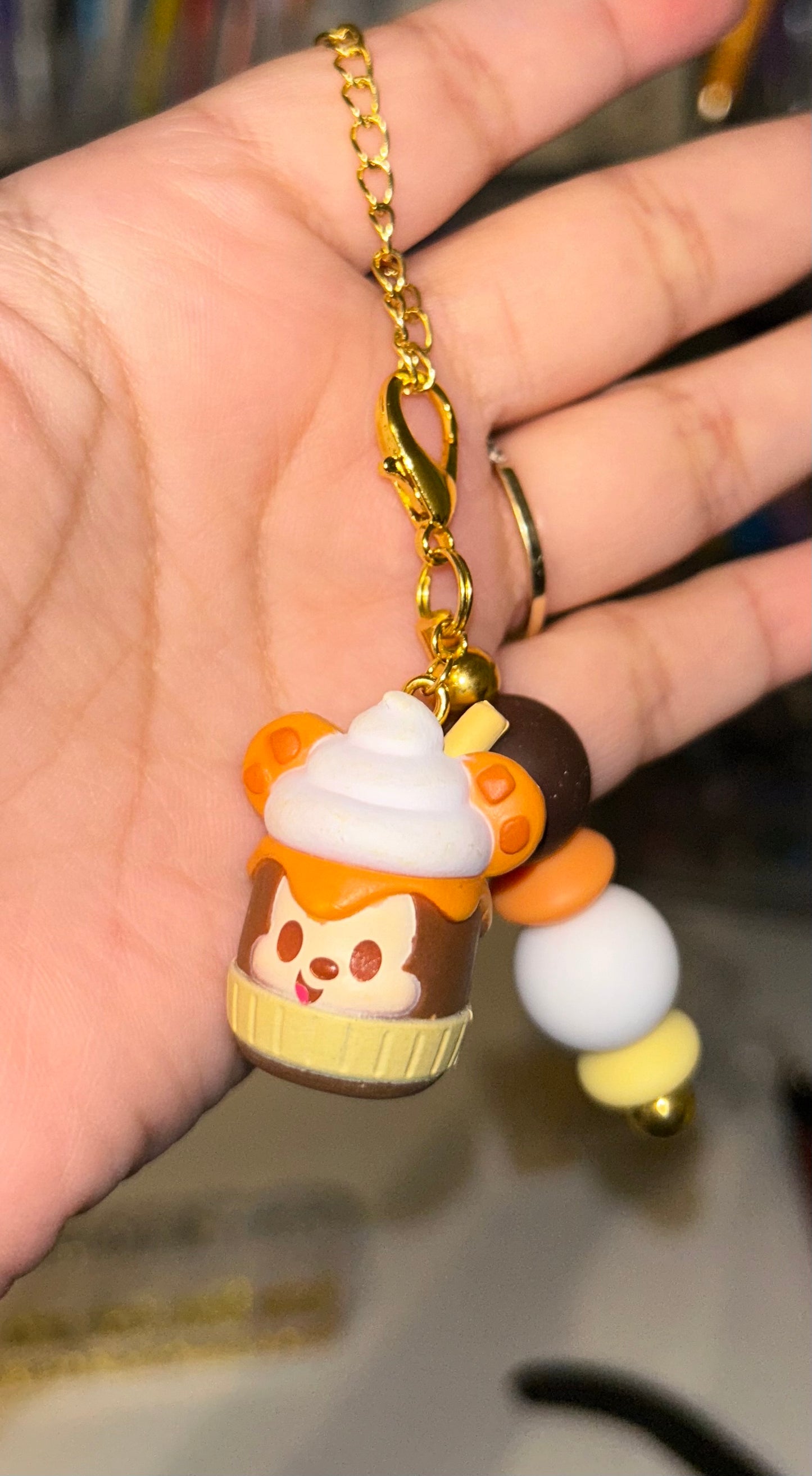 Mickey brown latte cup charm