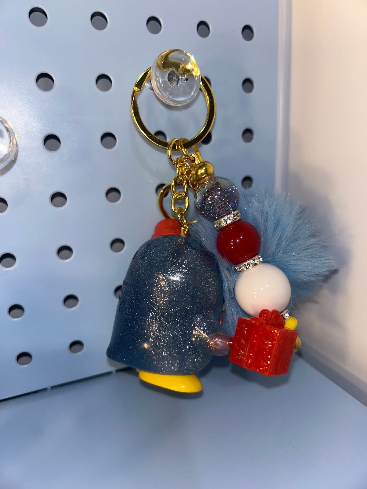 Glitter penguin character keychain