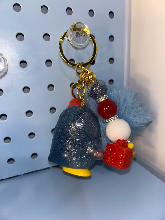 Glitter penguin character keychain