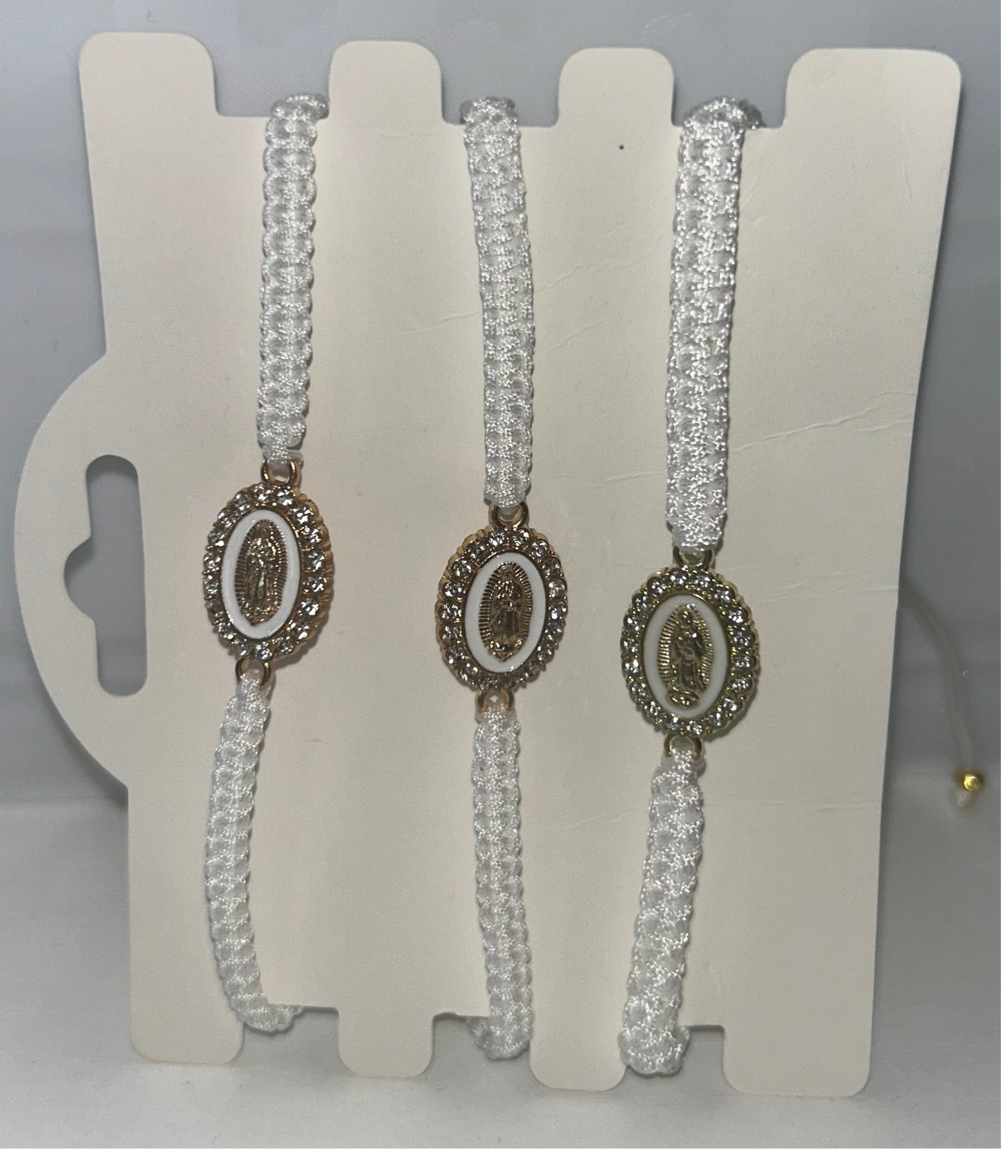 White rhinestone Virgencita bracelet