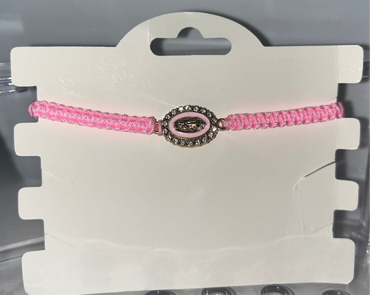 Hot pink rhinestone Virgencita bracelet