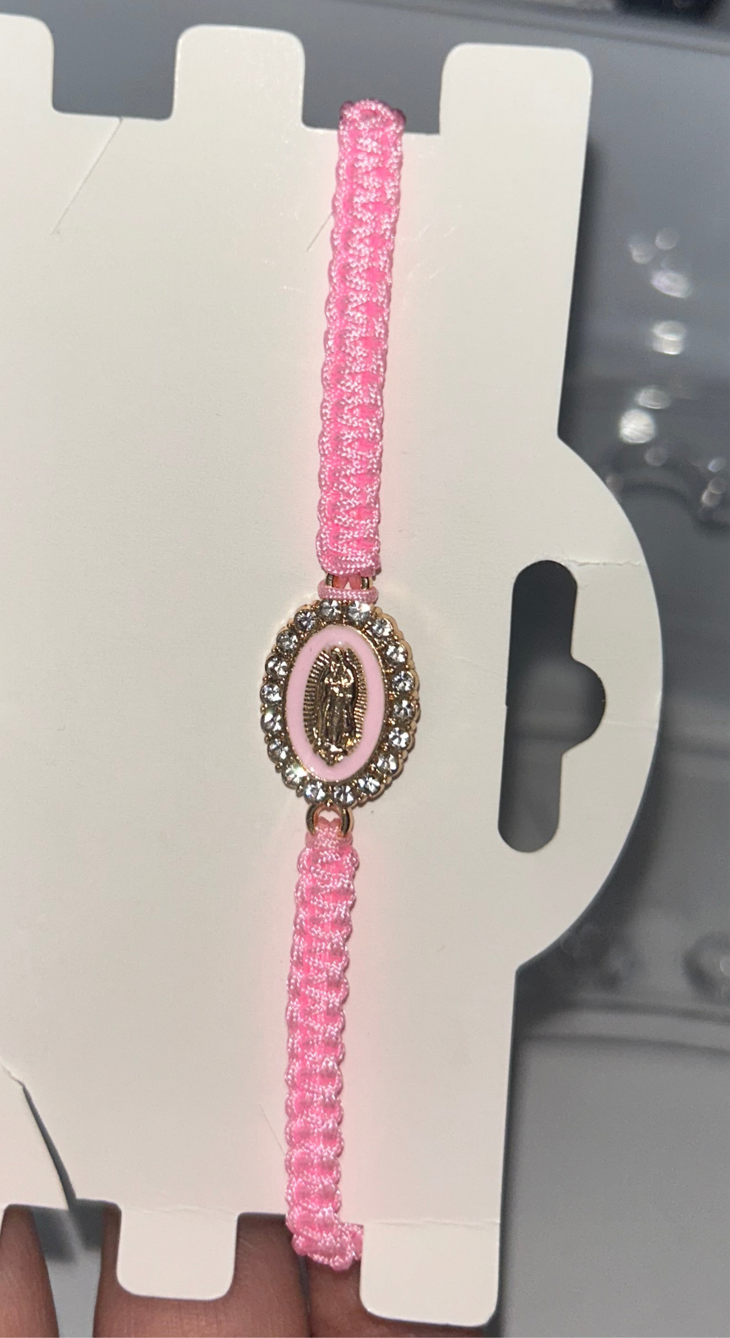 Hot pink rhinestone Virgencita bracelet