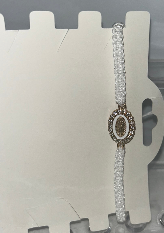 White rhinestone Virgencita bracelet