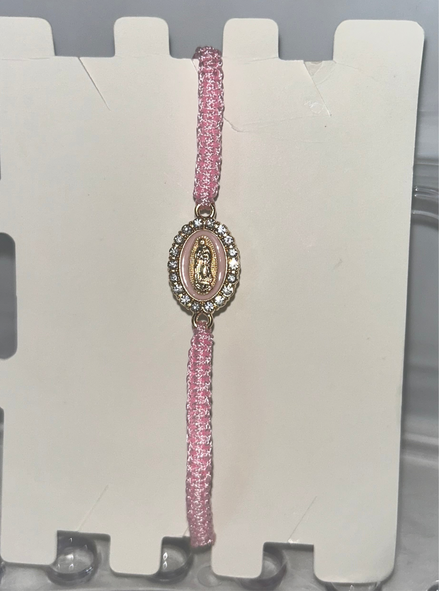 Pink rhinestone Virgencita bracelet