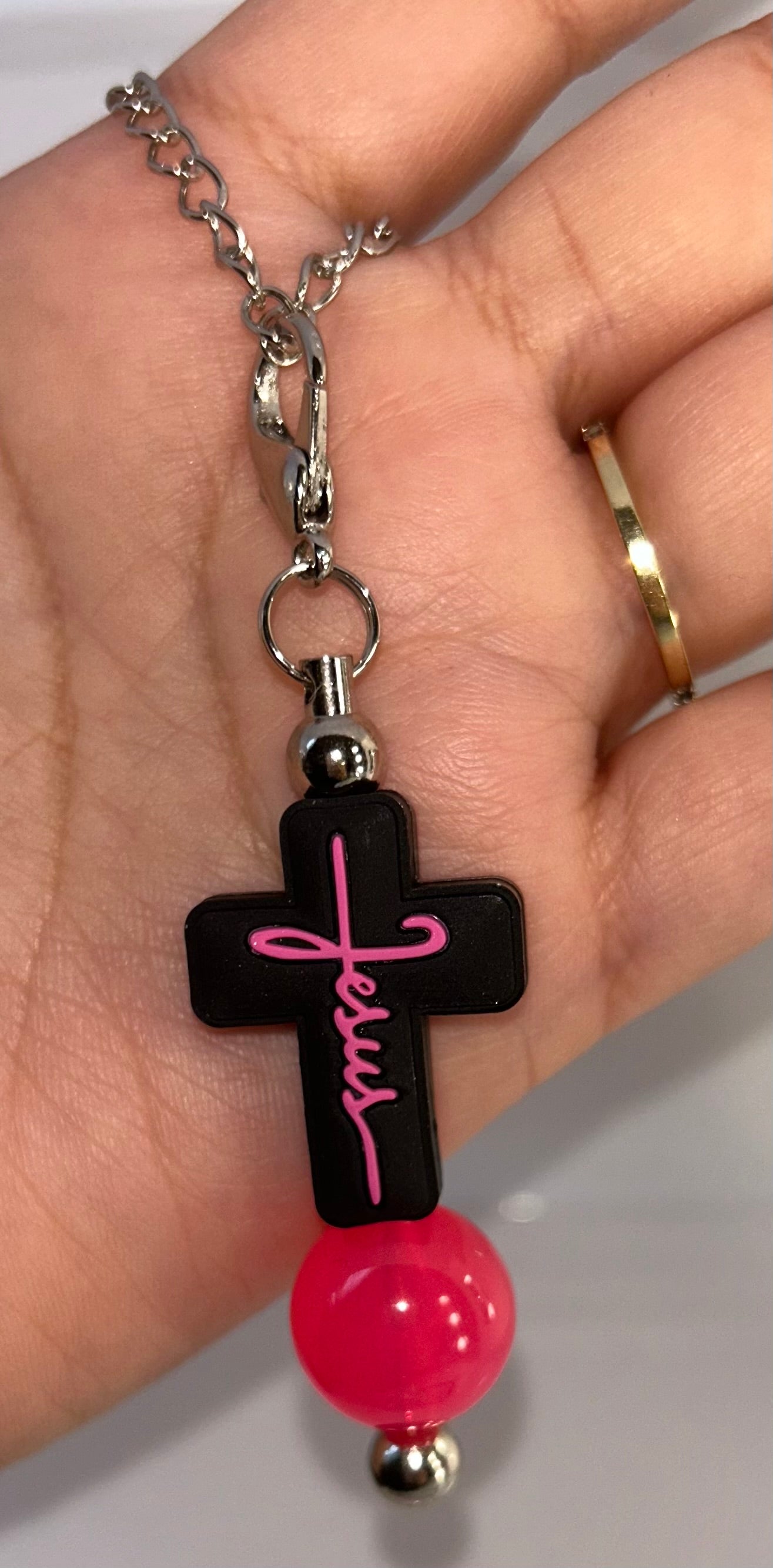 Jesus cross cup charm
