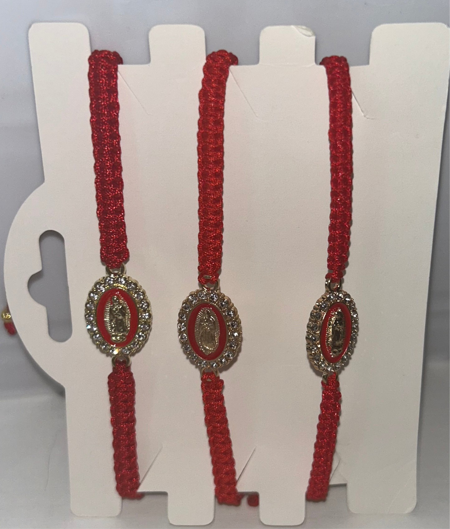 Red rhinestone Virgencita bracelet