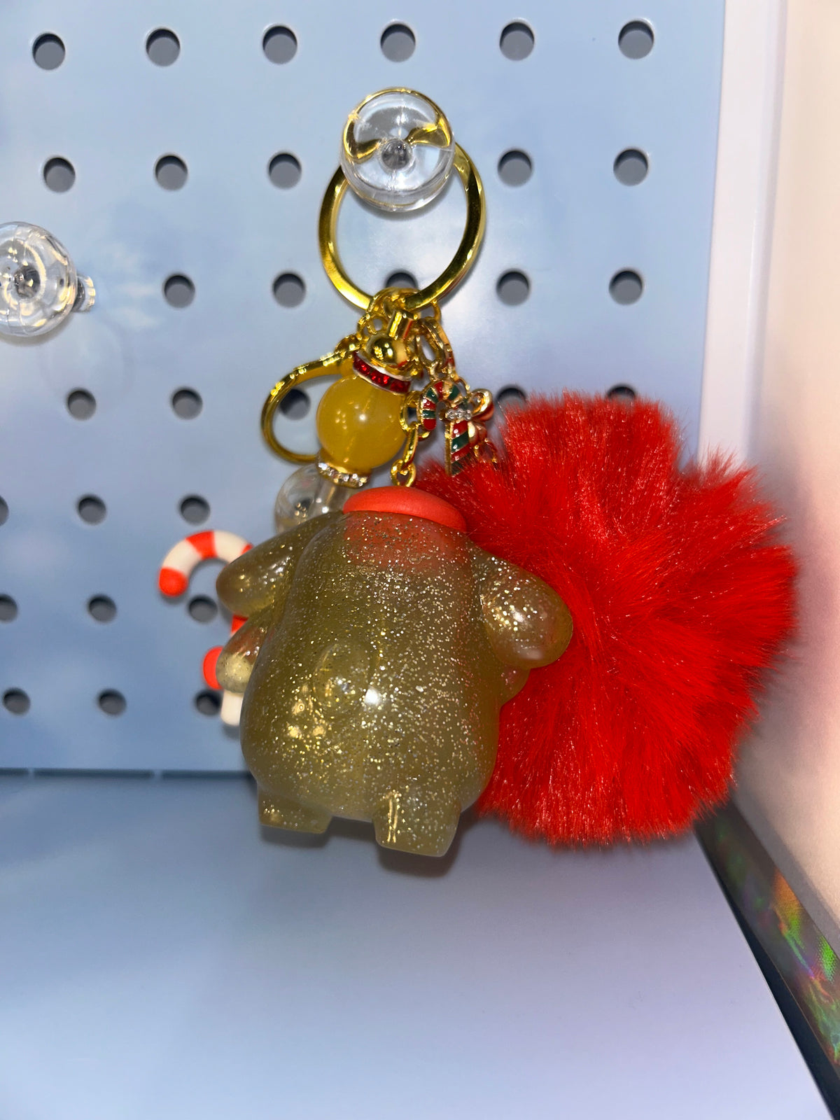 Glitter Pom pom keychain