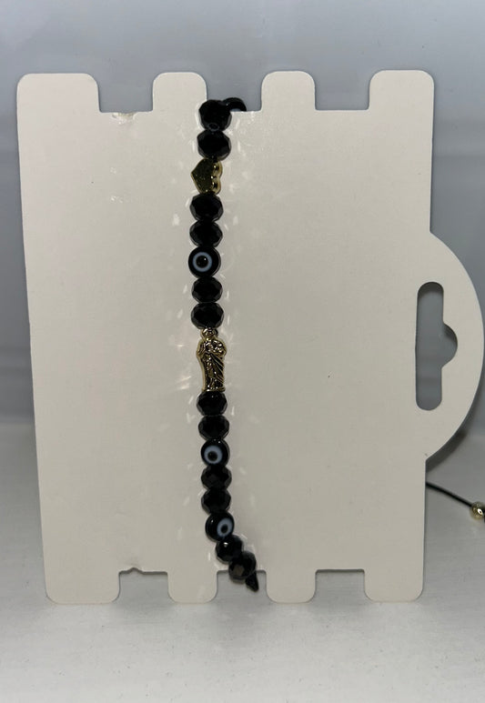 Black beaded San Judas bracelet