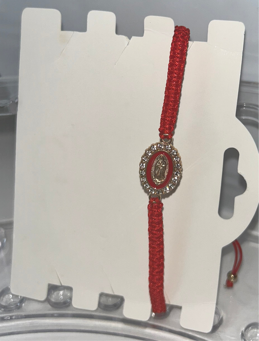Red rhinestone Virgencita bracelet