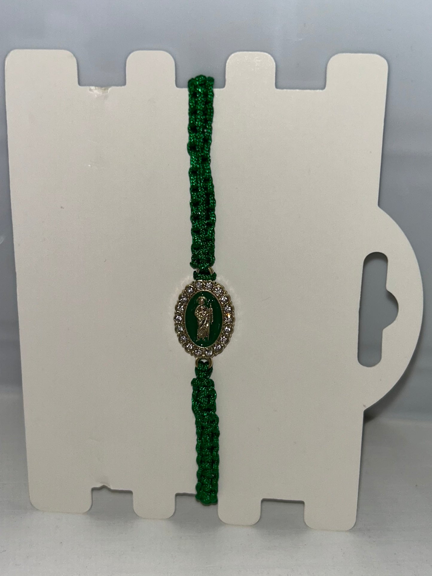 Green rhinestone San Judas bracelet