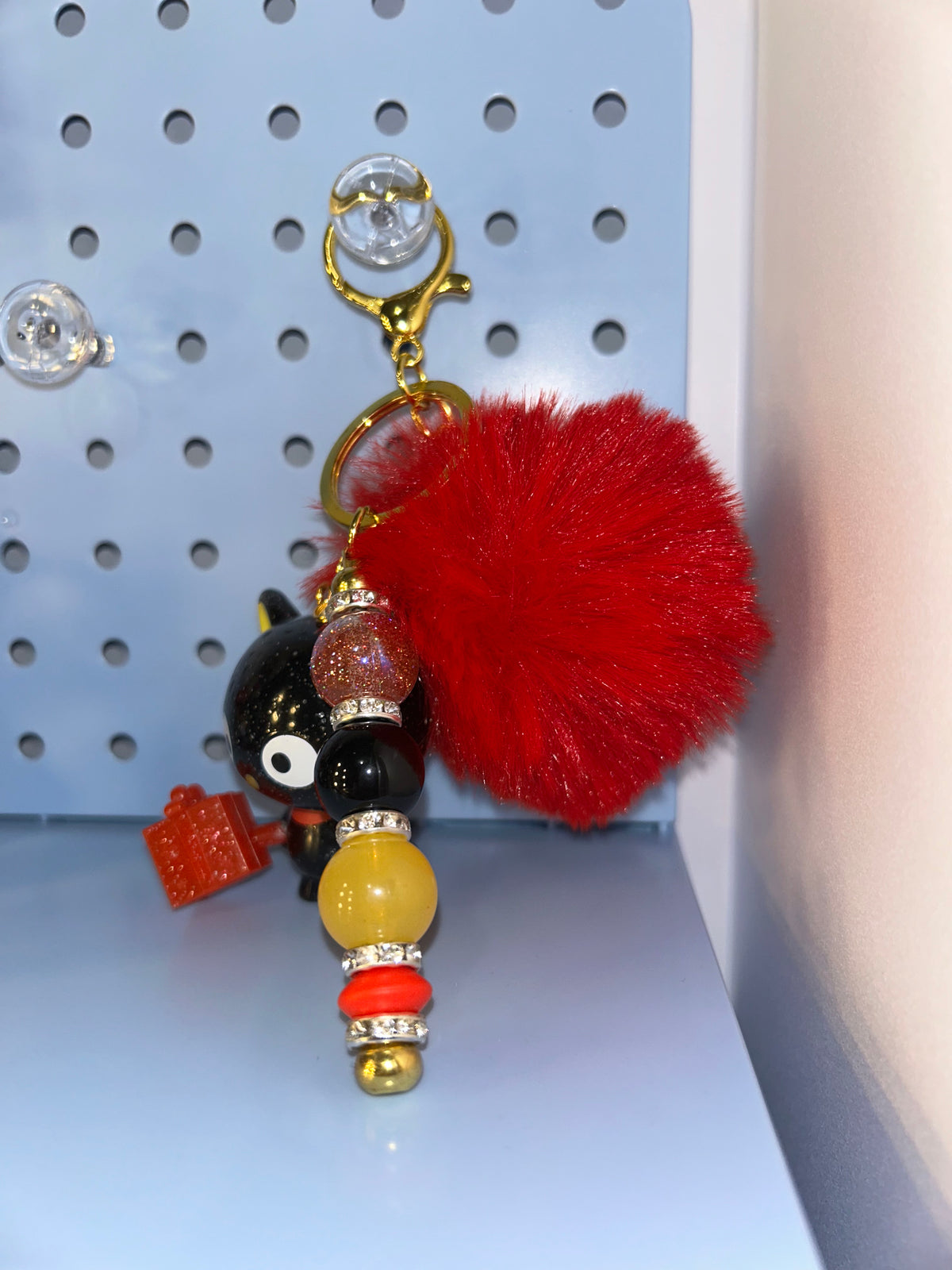 Glitter black cat keychain