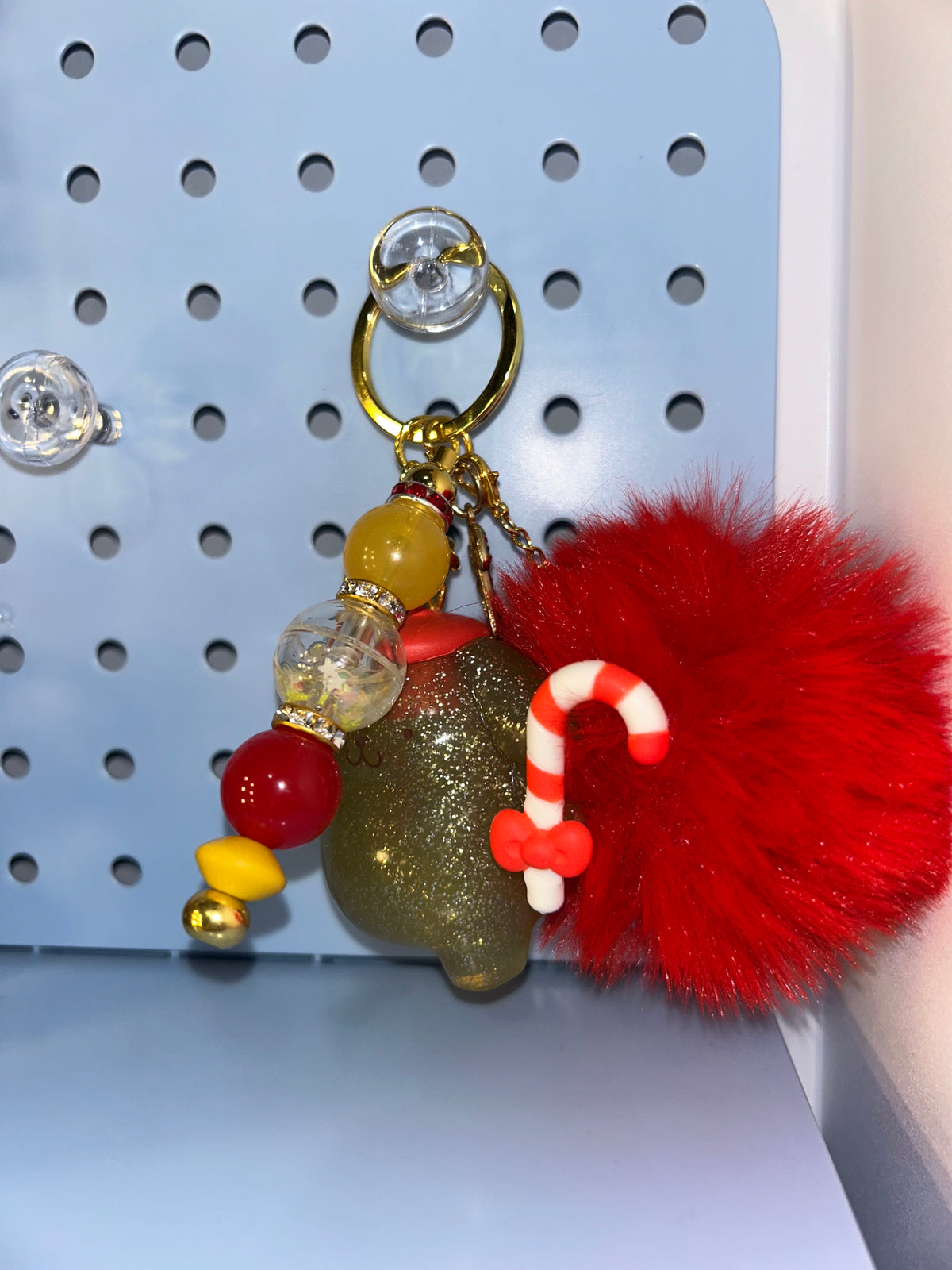 Glitter Pom pom keychain
