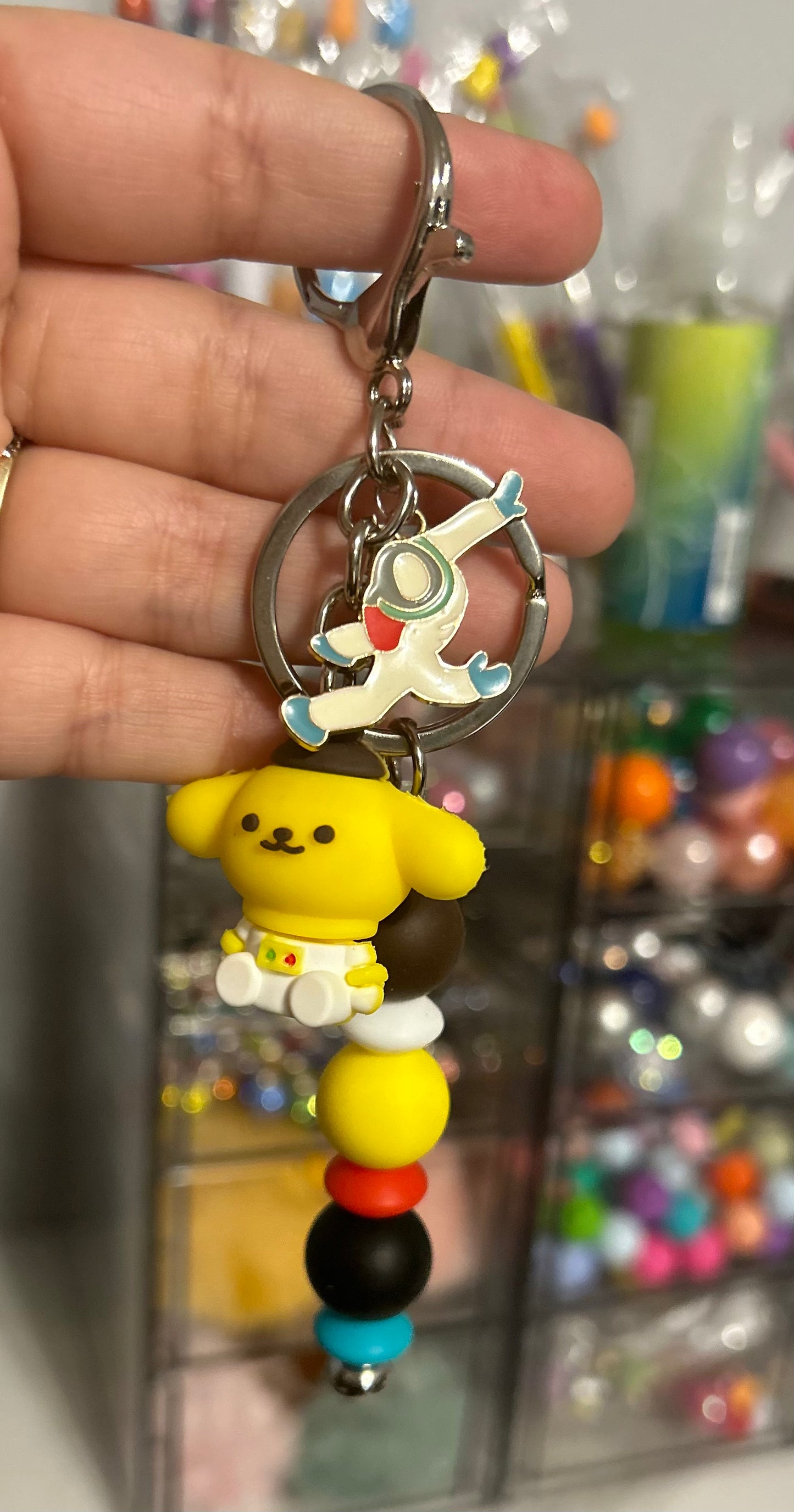 Astronaut Pom Pom keychain