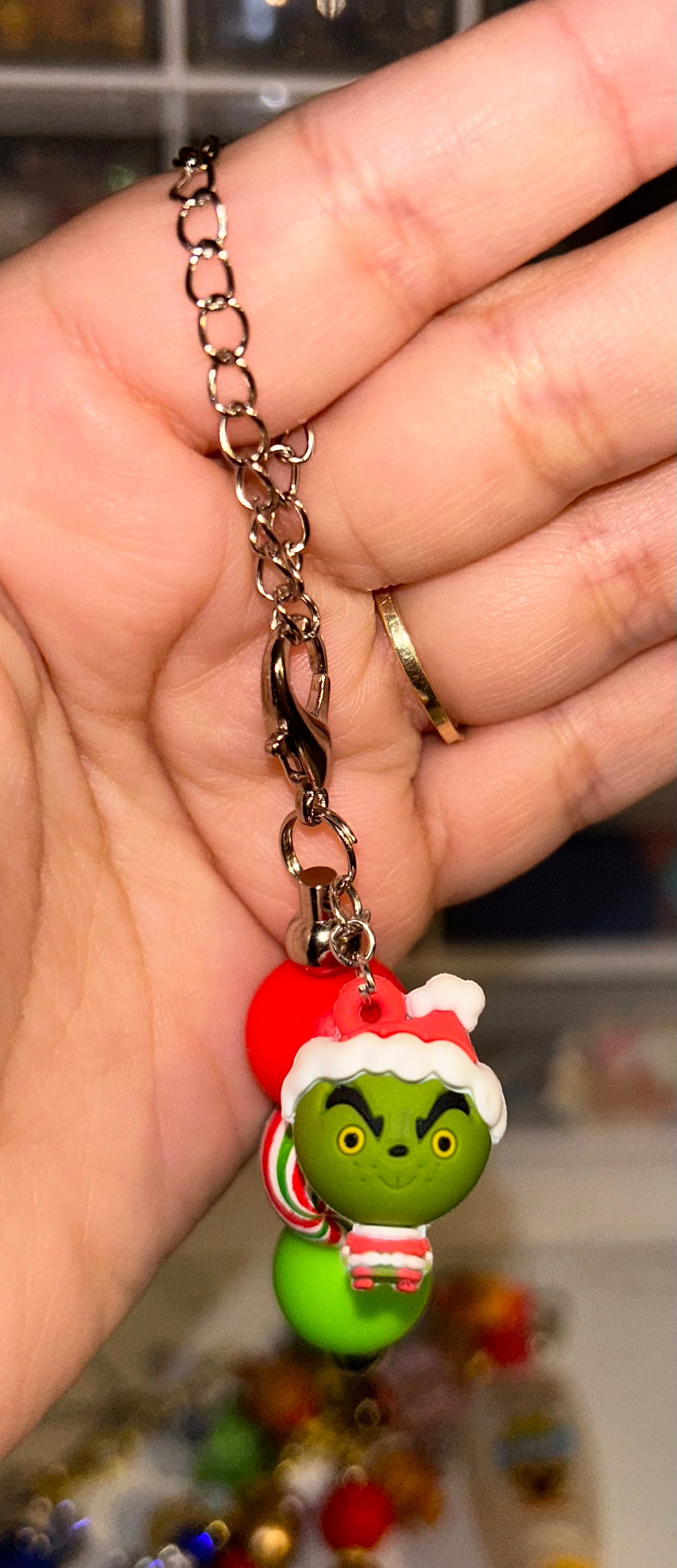 Grinch Christmas cup charm